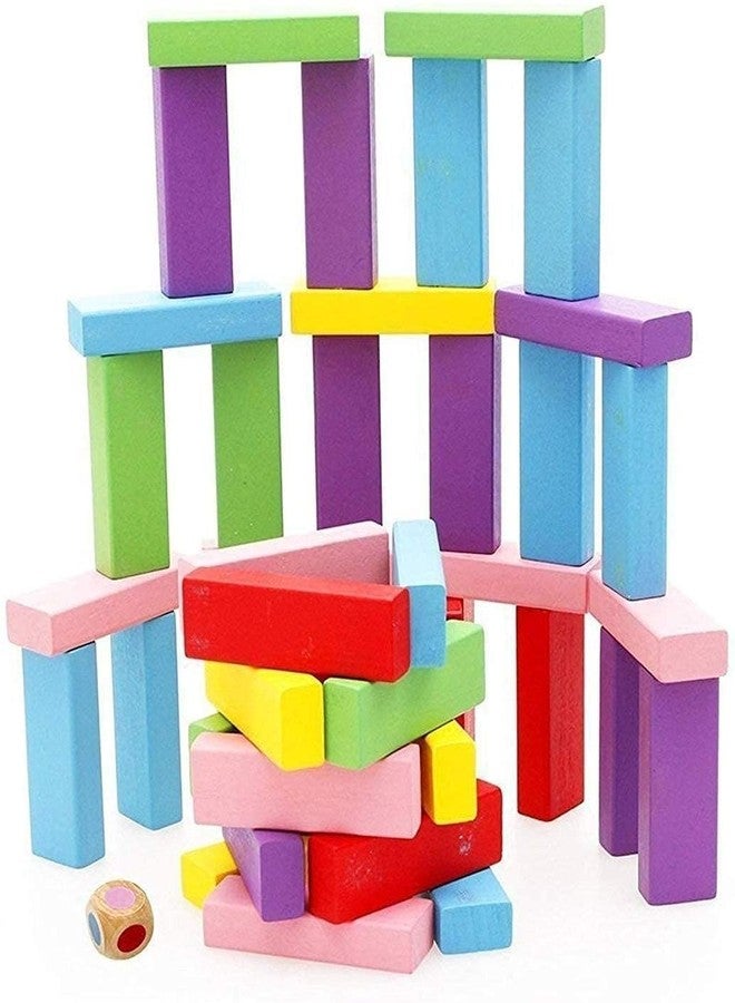 Kriva Export Colorful Wooden Stacking Games for Kids and Adults|Balancing Puzzles Toys|Wood Falling Tower with 4Dice 2+Years,Skill Development and Color Recognition(Multi-Colored) - Image 2